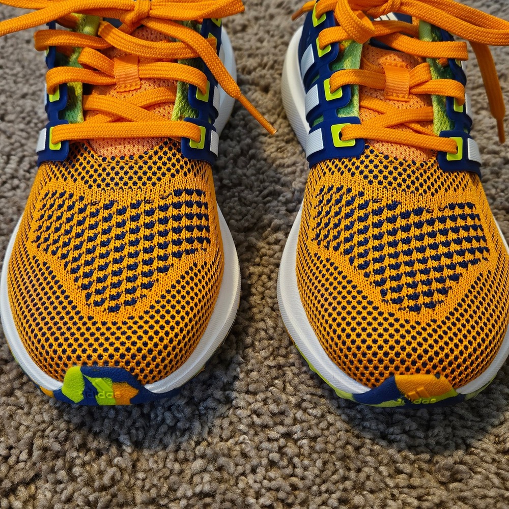Adidas Kids Ubounce DNA Shoes Boys Size 5 Crew Orange Solar Slime Sneakers Neon - Picture 4 of 10